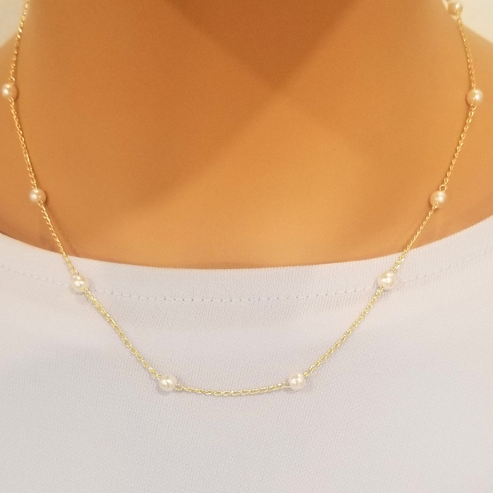 46205 18K Gold Layered Pearl Necklace