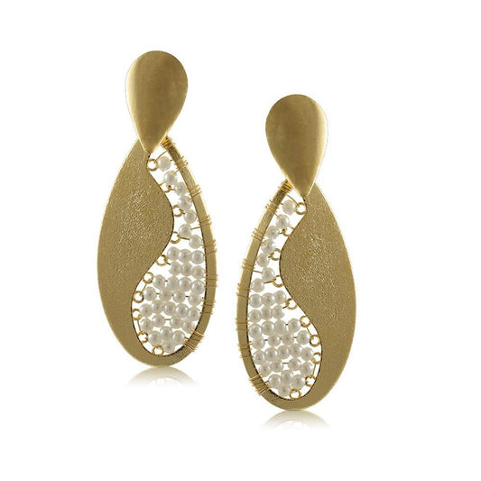 10022R 18K Gold Layered Earring Pearl