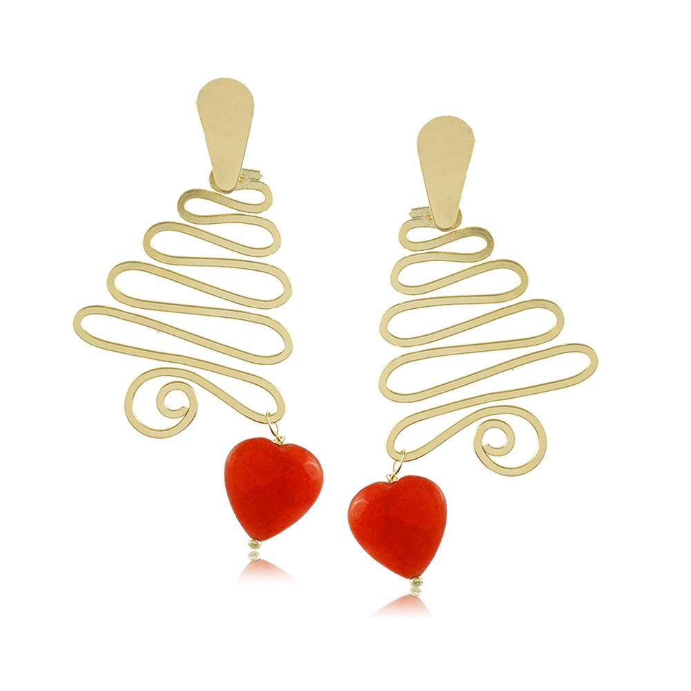 10277R 18K Gold Layered Earring Red