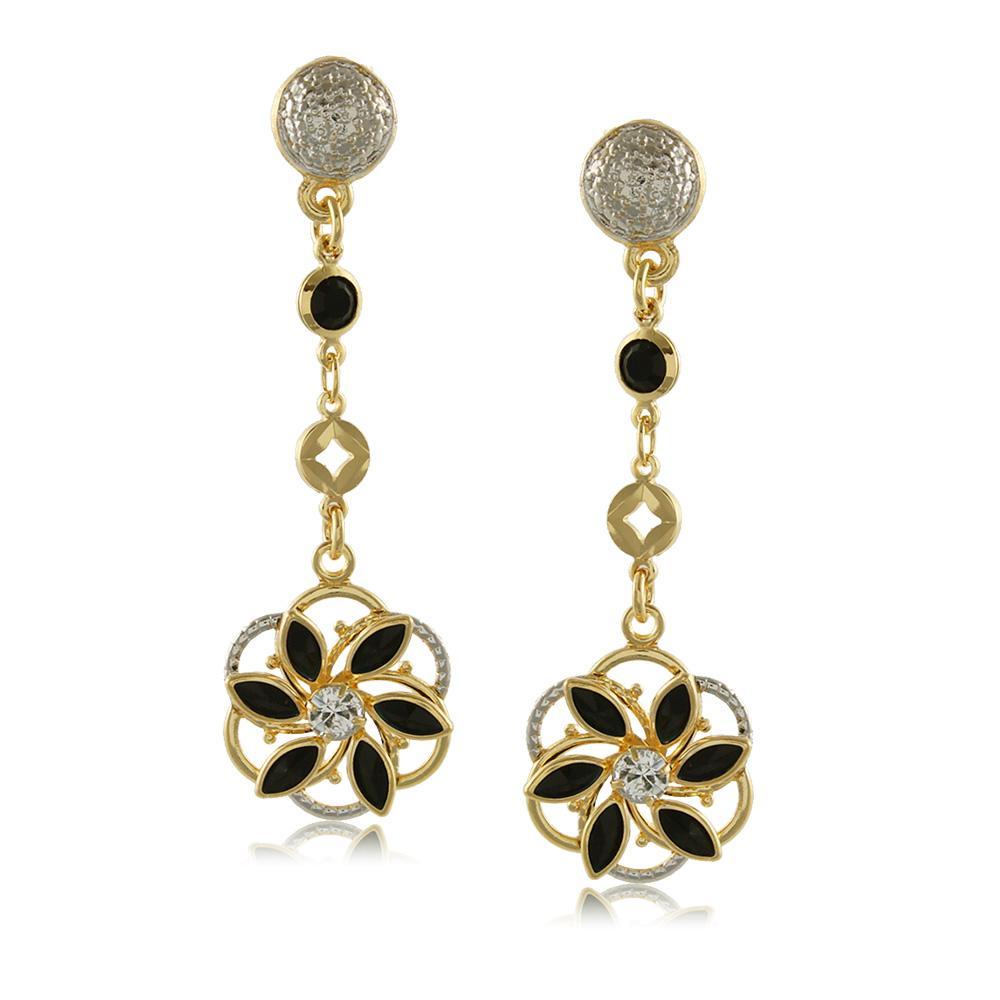 10719R 18K Gold Layered Earring Black