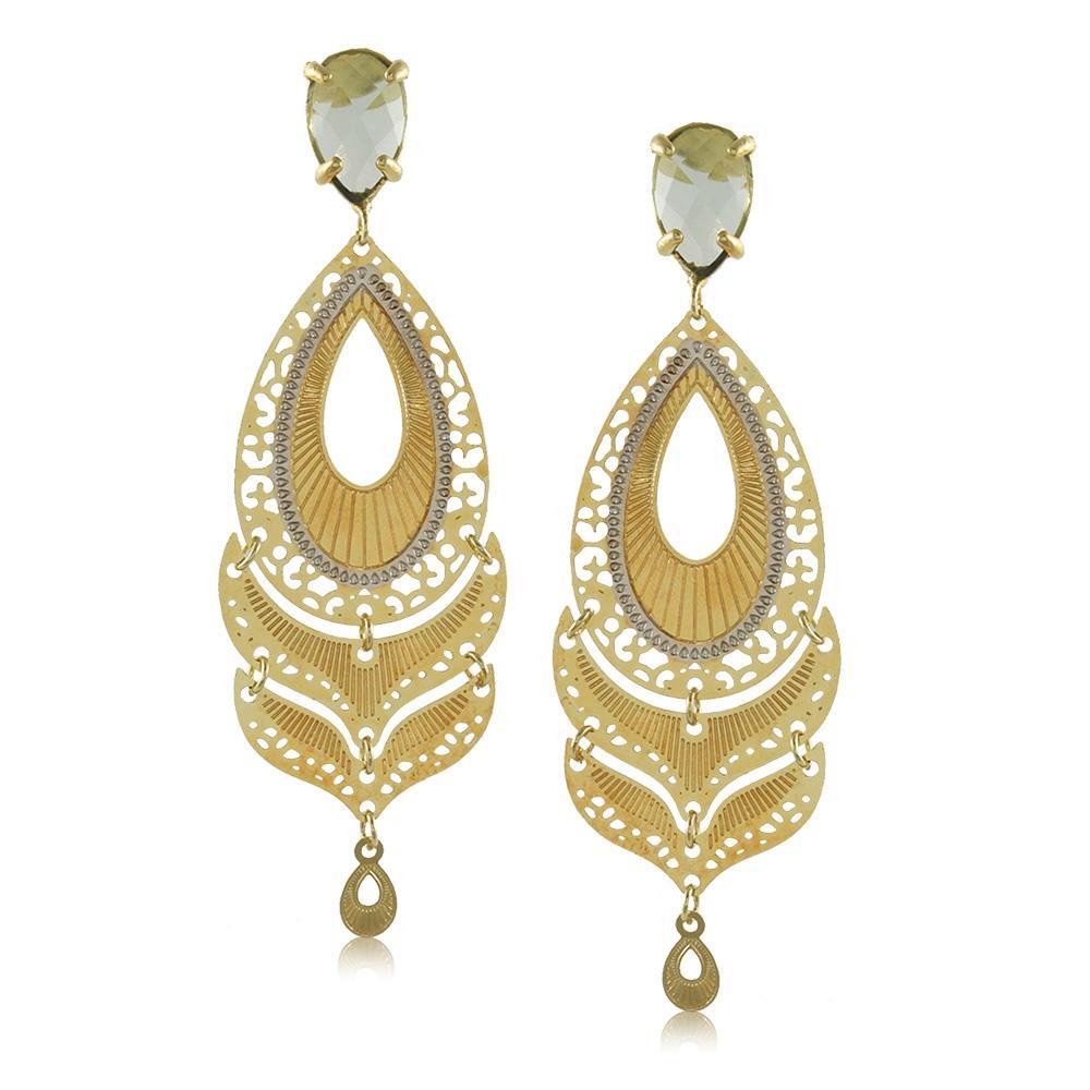 10857R 18K Gold Layered Earring Blue