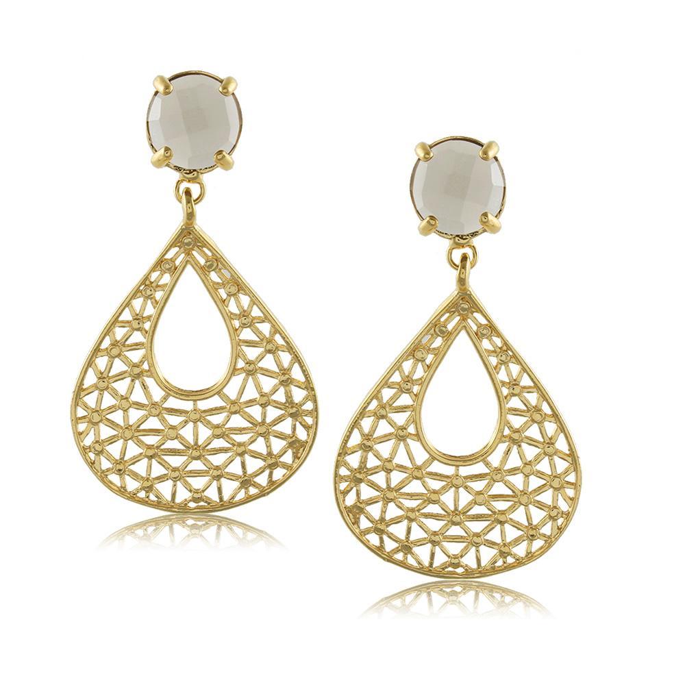 10986R 18K Gold Layered Earring Gray