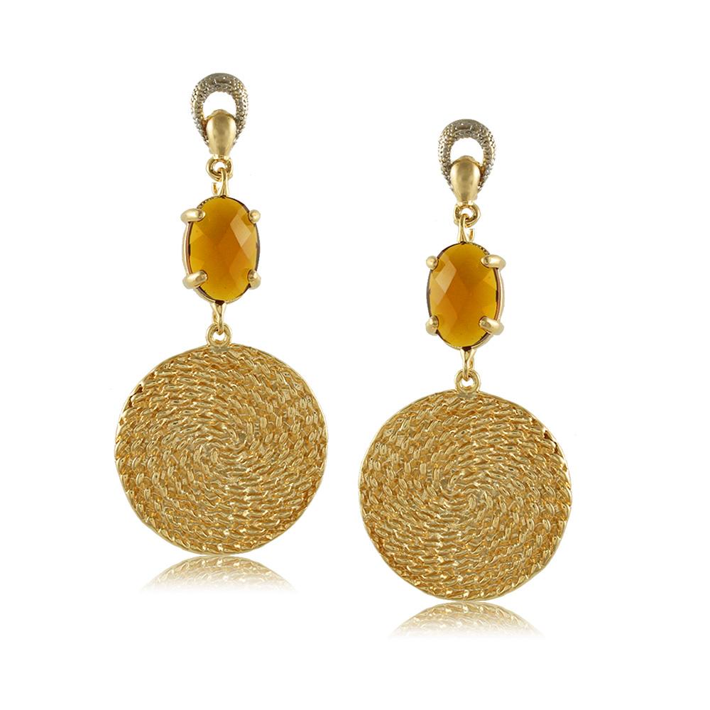 10987R 18K Gold Layered Earring Topaz