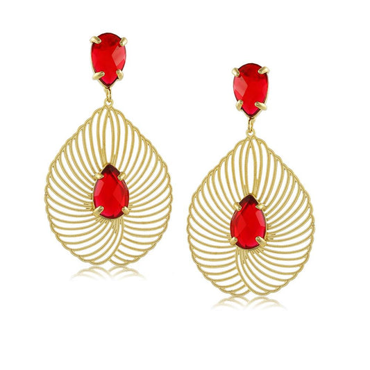 11272R 18K Gold Layered Earring Ruby