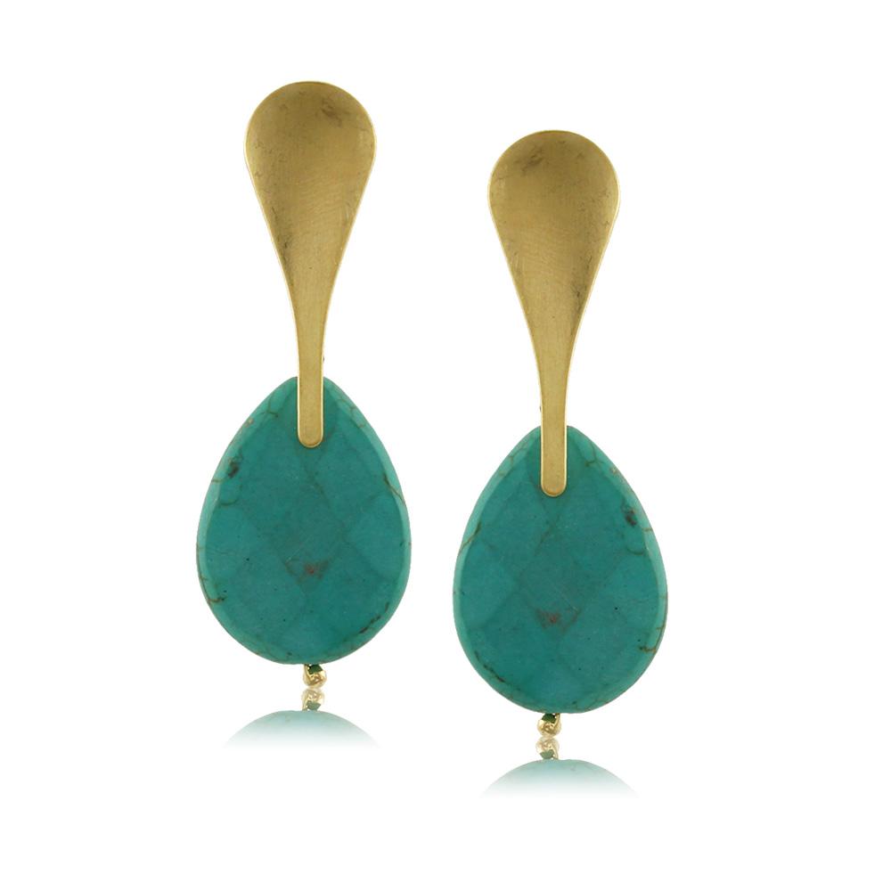 11645R 18K Gold Layered Earring Turquoise