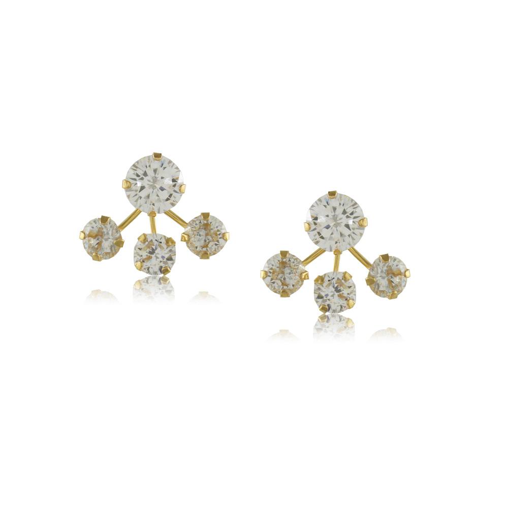 11659R 18K Gold Layered Earring Clear Crystal