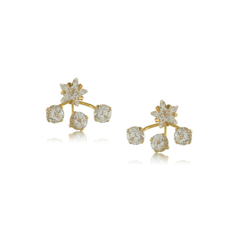 11660R 18K Gold Layered Earring Clear Crystal