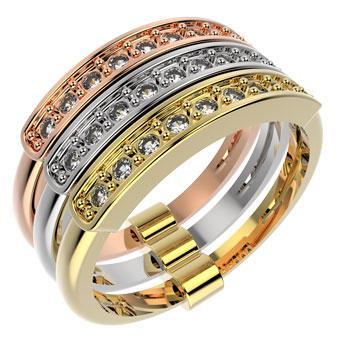 13244 18K Gold Layered 3 Tone Ring