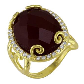 13831 18K Gold Layered Nat Stone and CZ Ring