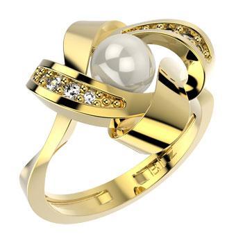 14203 18K Gold Layered Pearl Women's Ring