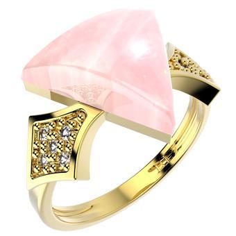 14245 18K Gold Layered CZ and Natural Stone Ring