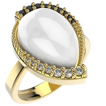 14256 18K Gold Layered CZ and Natural Stone Ring