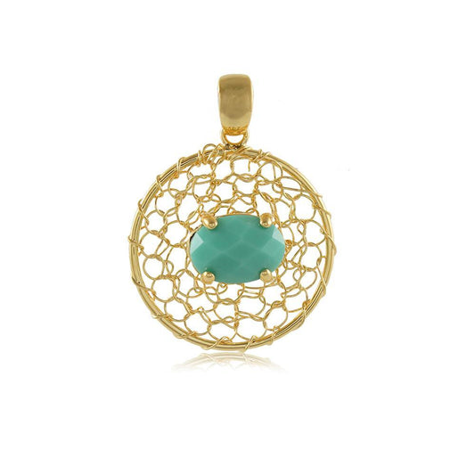 20063R 18K Gold Layered Pendant Turquoise