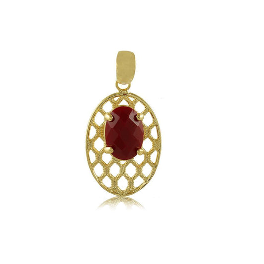 20097R 18K Gold Layered Pendant Red