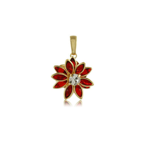 20156R 18K Gold Layered Pendant Red