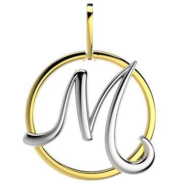 21288-M 18K Gold Layered Pendant Initial M