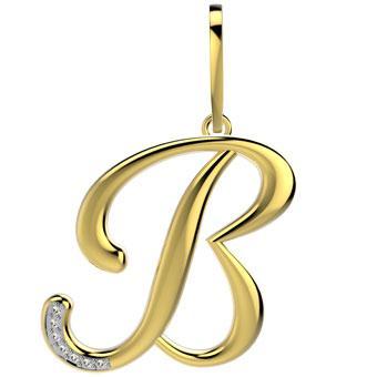 21289-B 18K Gold Layered CZ Pendant Initial B