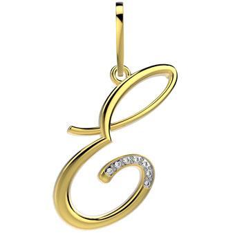 21289-E 18K Gold Layered CZ Pendant Initial E