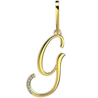 21289-G 18K Gold Layered CZ Pendant Initial G