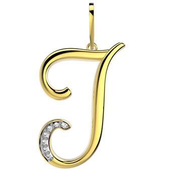 21289-I 18K Gold Layered CZ Pendant Initial I