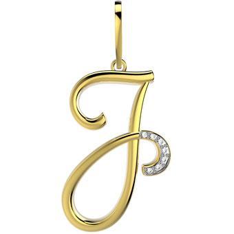 21289-J 18K Gold Layered CZ Pendant Initial J