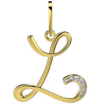 21289-L 18K Gold Layered CZ Pendant Initial L