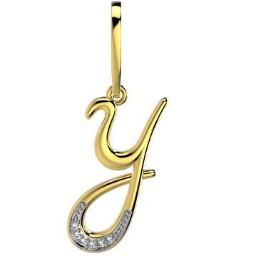 21289-Y 18K Gold Layered CZ Pendant Initial Y