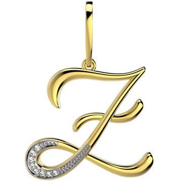 21289-Z 18K Gold Layered CZ Pendant Initial Z