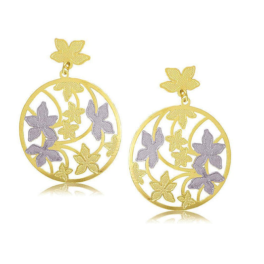 38188 18K Gold Layered -2 Tone Earring