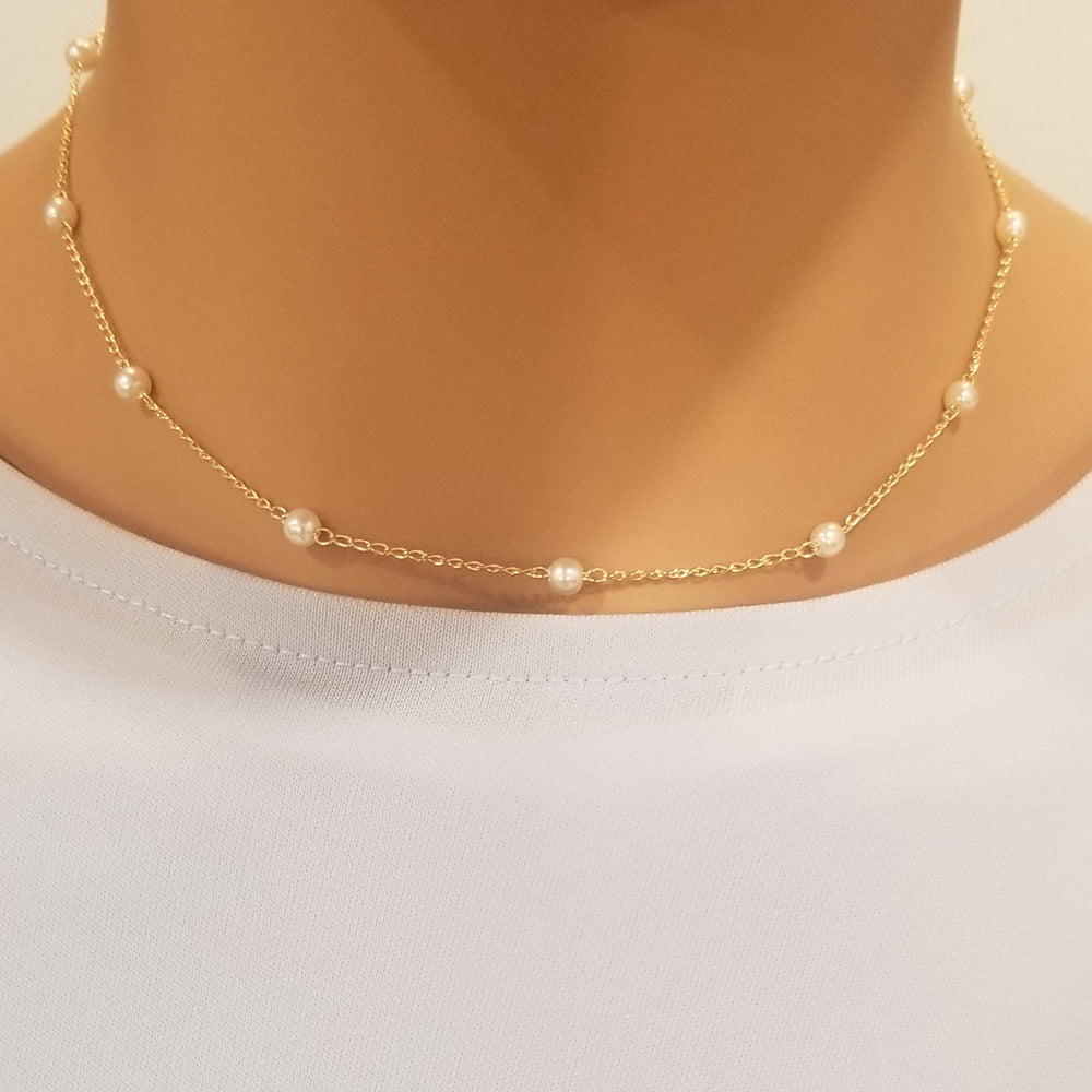 46205 18K Gold Layered Pearl Necklace