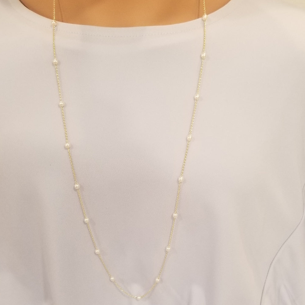 46205 18K Gold Layered Pearl Necklace