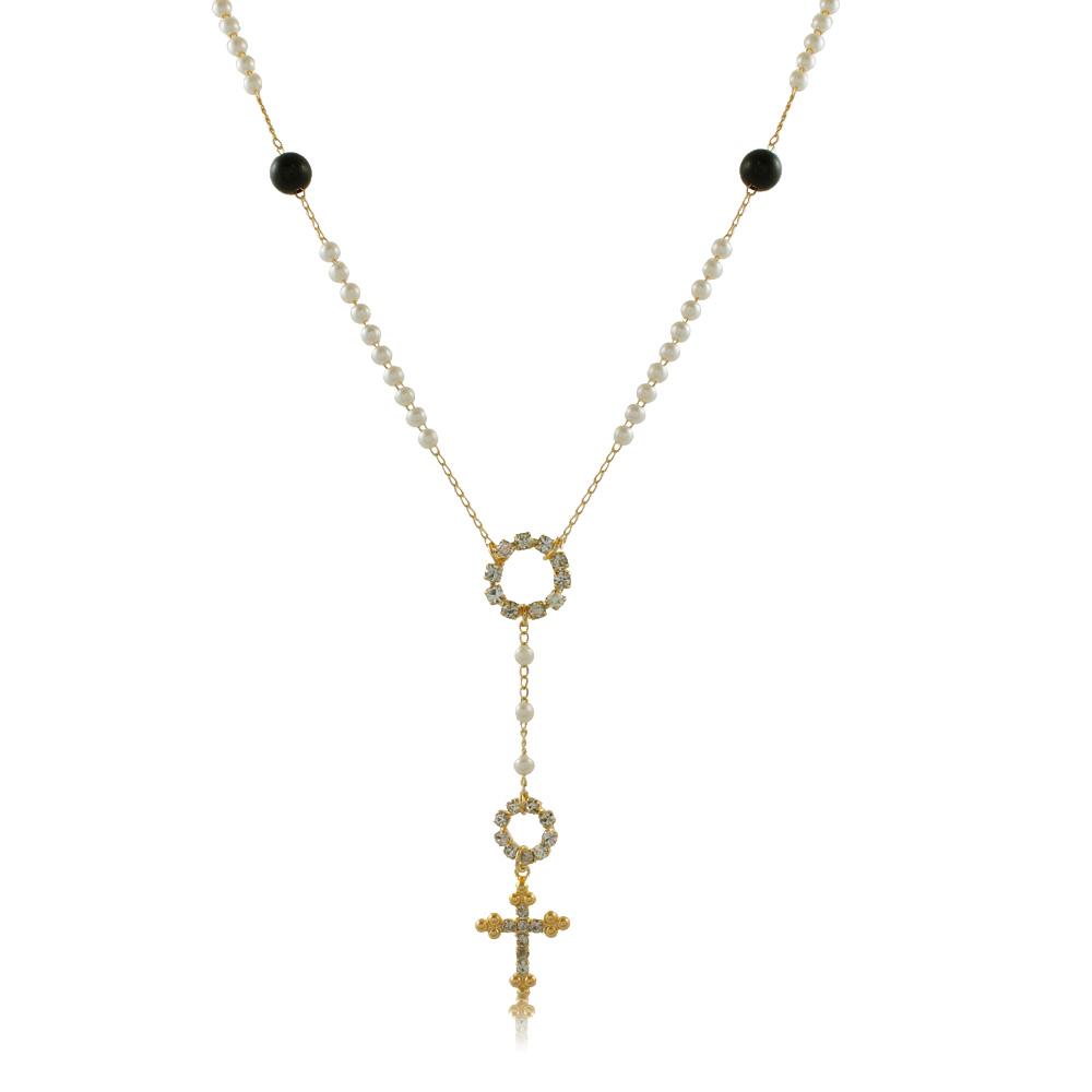 96013 18K Gold Layered Rosary 45cm/18in